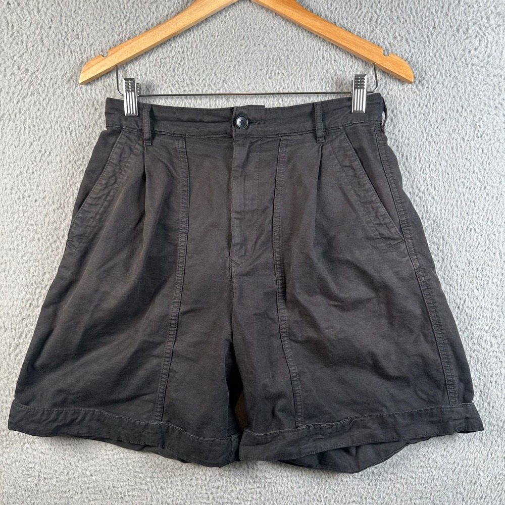 Everlane Way-High Shorts Women 6 Washed Black Organic Cotton Utility Sustainable